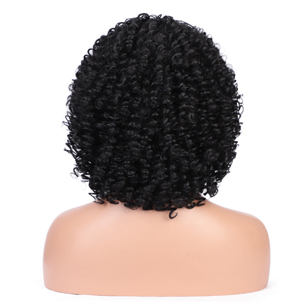 14-inch African small curl synthetic wig with complimentary wig cap